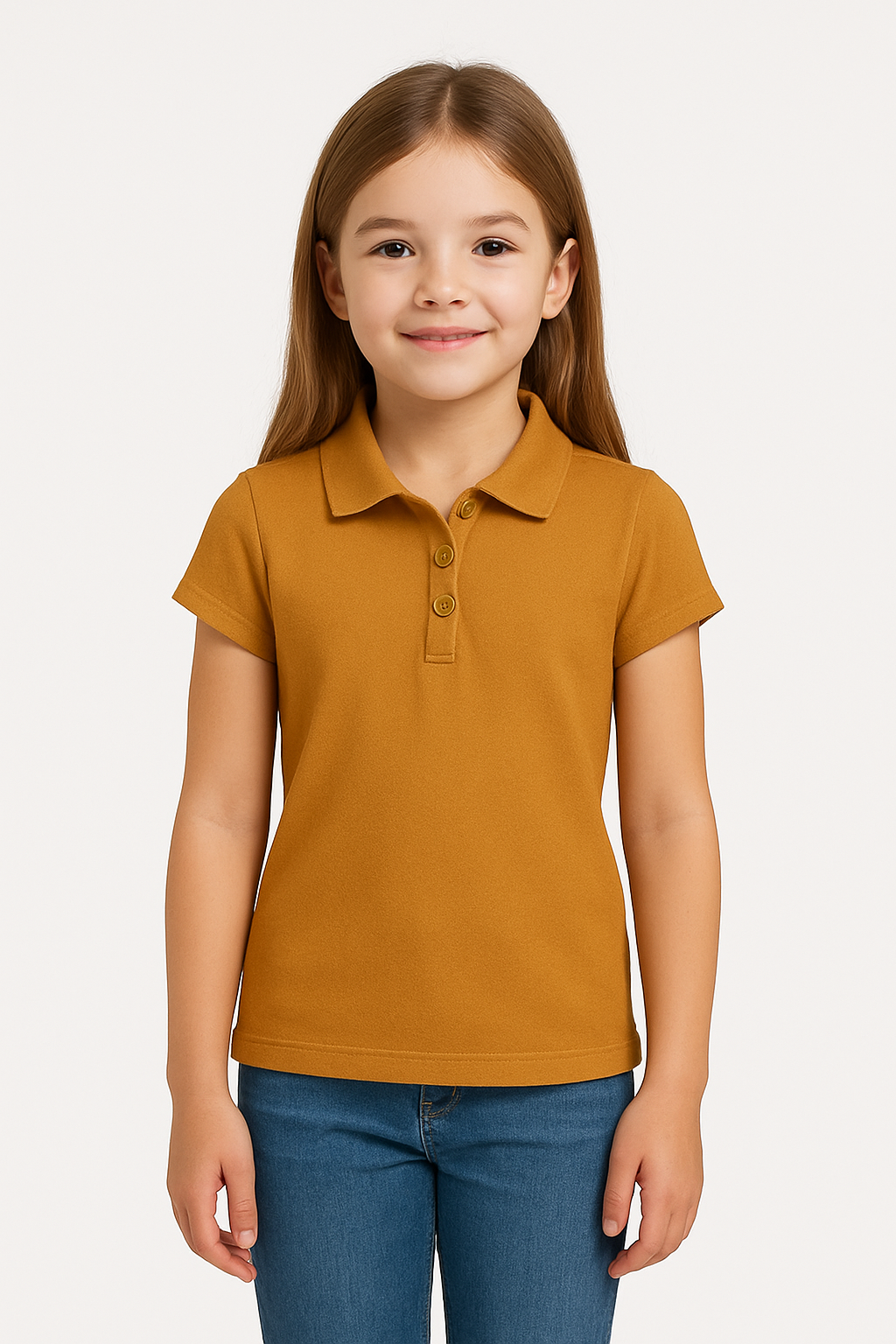 Girls Short Sleeve Pique Polo Shirt