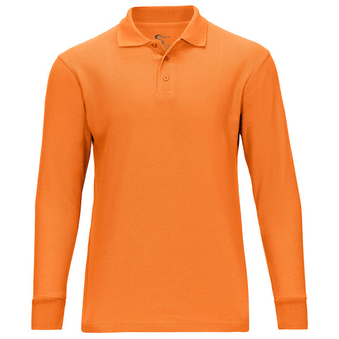 Men's Long Sleeve Pique Polo Shirt - Big Size